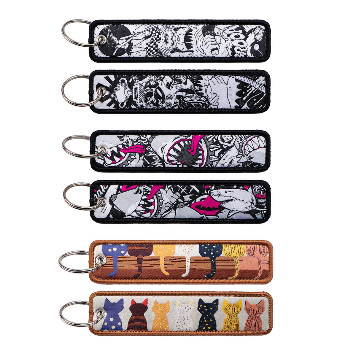 Car Accessories Quotation - 1PC Porte-clés brodé Anime Shark Cat