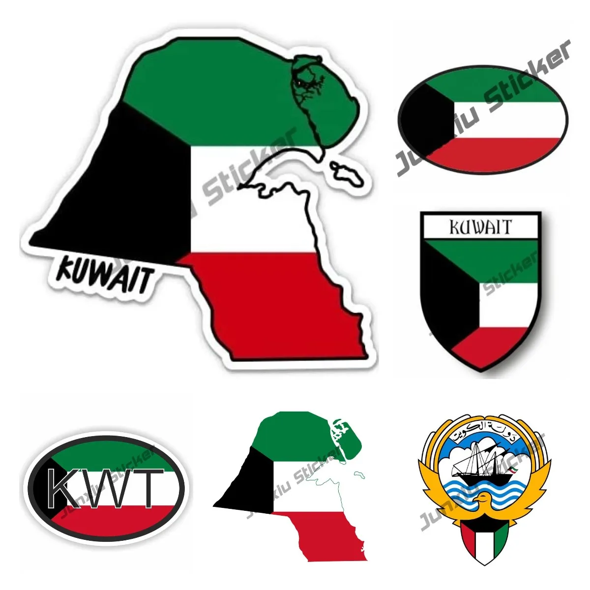 Car Accessories Kuwait - Autocollant carte avec drapeau en vinyle