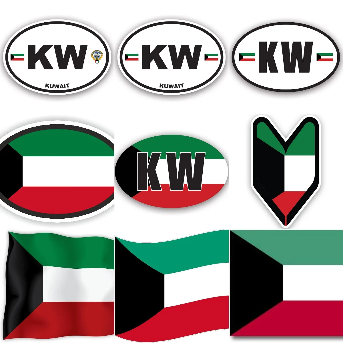 Car Accessories Kuwait - KW koweït drapeau emblème créatif PVC